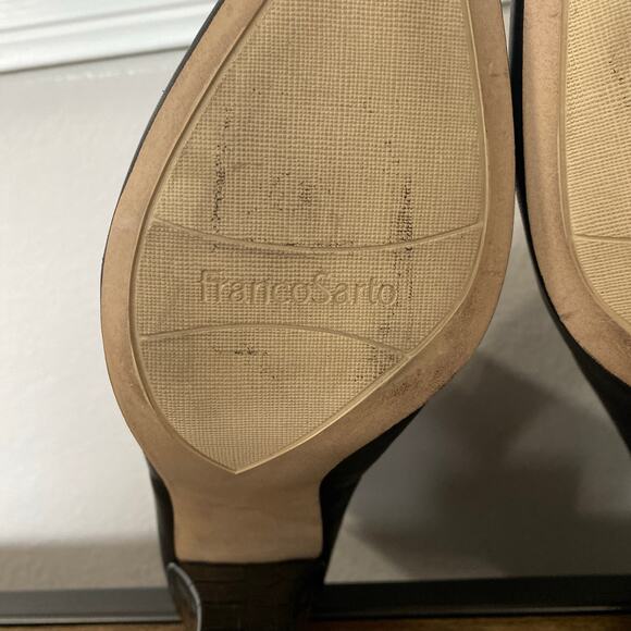 FRANCO SARTO Venture Black Leather Block Heel Bootie Pointed Toe Ankle Boots 12 - Picture 9 of 9